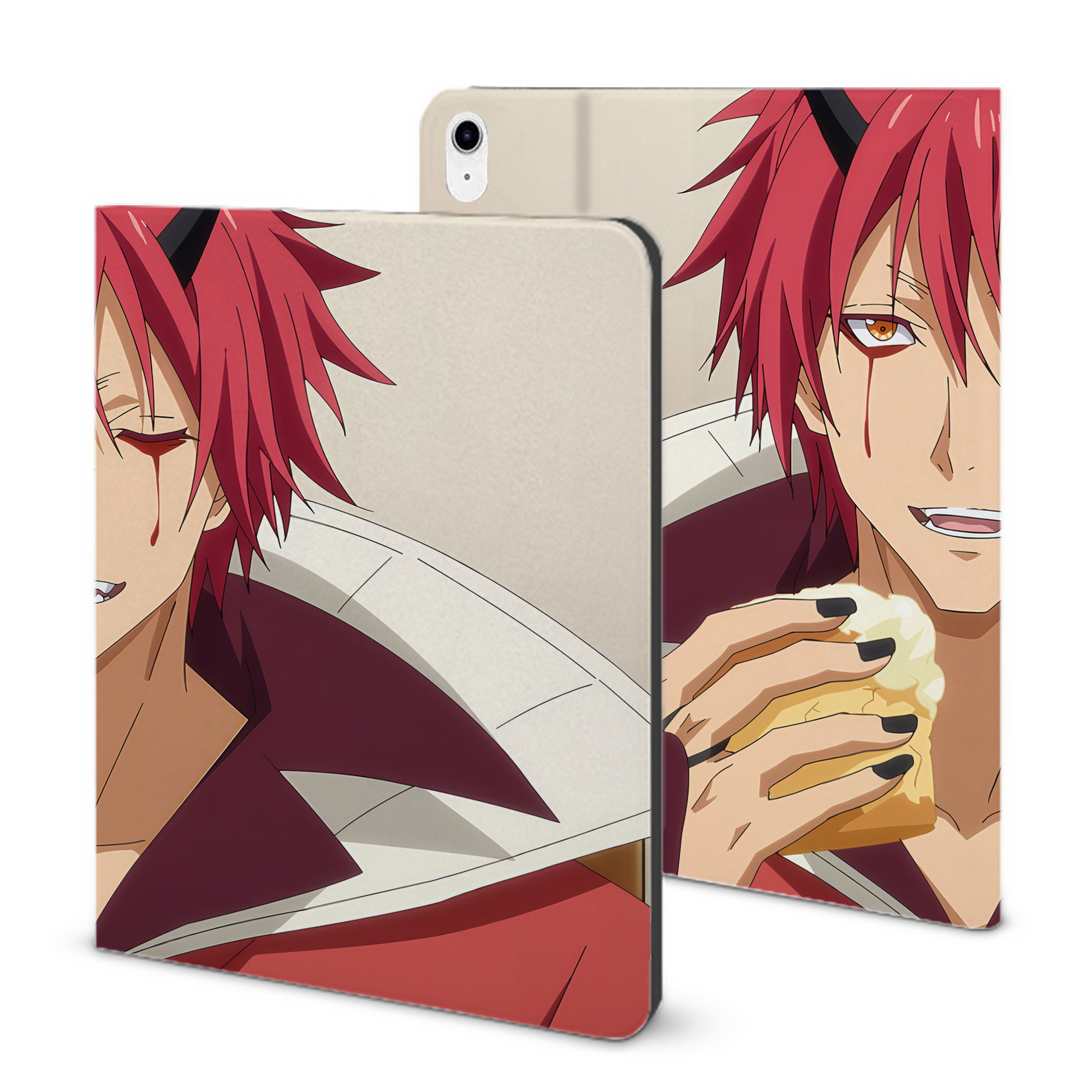（画像用） 転スラ Regarding Reincarnated to Slime IPad ケース ブック型 PUレザー TPU 耐衝撃 軽量 薄型 ペン収納なし 全面保護 IPad 各モデル対応